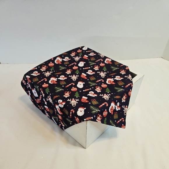 Upcycled Christmas Dog Bandana Tie up in the front blue background pets - Picture 11 of 14